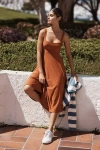 Beyond Yoga Featherweight At The Ready Square-neck Midi Dress In Orange