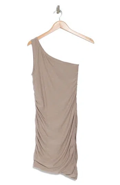 Beyond Yoga Featherweight Carried Away One-shoulder Body-con Minidress In Birch Heather