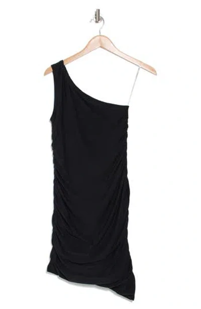 Beyond Yoga Featherweight Carried Away One-shoulder Body-con Minidress In Darkest Night