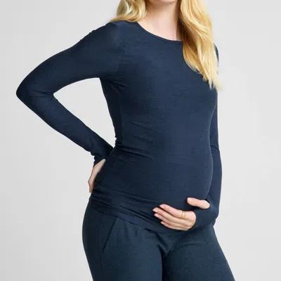 Beyond Yoga Featherweight Count On Me Maternity Crew Pullover In Navy In Blue