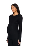 Beyond Yoga Featherweight Count On Me Maternity Crew Pullover Top In Darkest Night