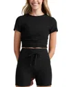 Beyond Yoga Featherweight Cropped Tee In Black