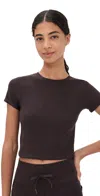 Beyond Yoga Featherweight Cropped Tee Dark Chocolate Heather In Purple