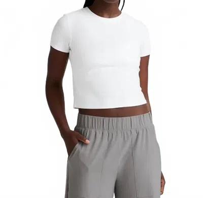 Beyond Yoga Featherweight Cropped Tee In Cloud White In Multi