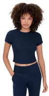 Beyond Yoga Featherweight Cropped Tee Nocturnal Navy In Blue