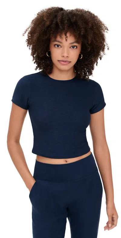 Beyond Yoga Featherweight Cropped Tee Nocturnal Navy In Blue