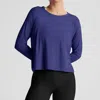 Beyond Yoga Featherweight Daydreamer Pullover Sweatshirt In Eternal Blue Heather