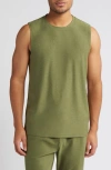 Beyond Yoga Featherweight Freeflo 2.0 Muscle Tank In Moss Green Heather