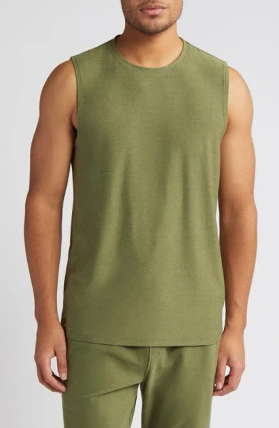 Beyond Yoga Featherweight Freeflo 2.0 Muscle Tank In Moss Green Heather