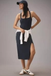 Beyond Yoga Featherweight Getaway Split Hem Midi Dress In Blue