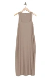 Beyond Yoga Featherweight Getaway Split Hem Midi Dress In Birch Heather