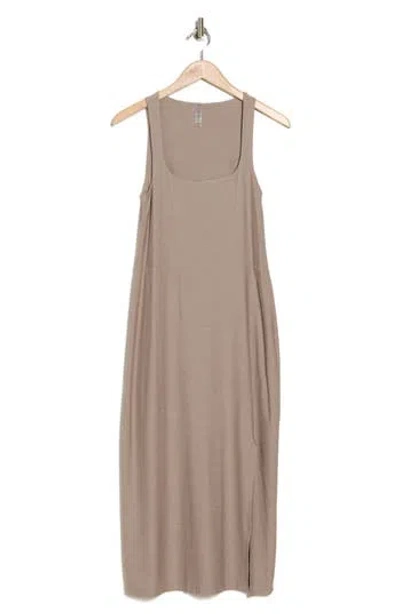 Beyond Yoga Featherweight Getaway Split Hem Midi Dress In Birch Heather