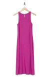 Beyond Yoga Featherweight Getaway Split Hem Midi Dress In Magenta Heather