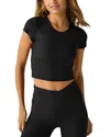 Beyond Yoga Featherweight Let Go Twist Back Cropped Tee In Darkest Night