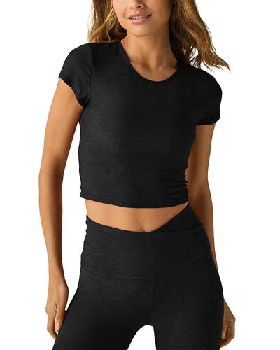Beyond Yoga Featherweight Let Go Twist Back Cropped Tee In Darkest Night