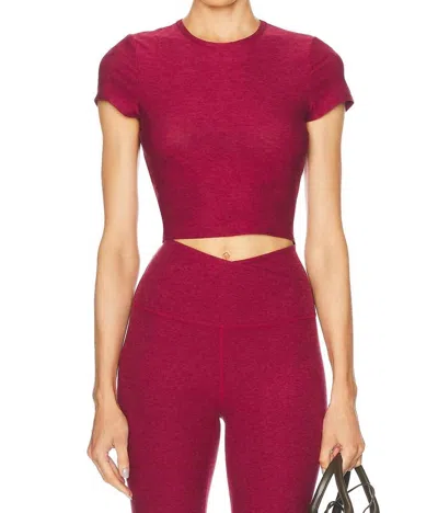 Beyond Yoga Featherweight Let Go Twist Back Cropped Top In Bordeaux Heather In Red