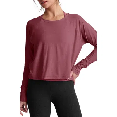 Beyond Yoga Featherweight Long Sleeve T-shirt In Burgundy