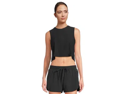 Beyond Yoga Featherweight Minimal Cropped Tank Top Women's Workout Darkest Night: Lg, Elastane/polyester In Black
