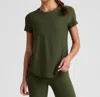 Beyond Yoga Featherweight On The Down Low Tee In Army Green Heather In Red