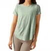 Beyond Yoga Featherweight On The Down Low Tee In Minty Slate Heather In Green