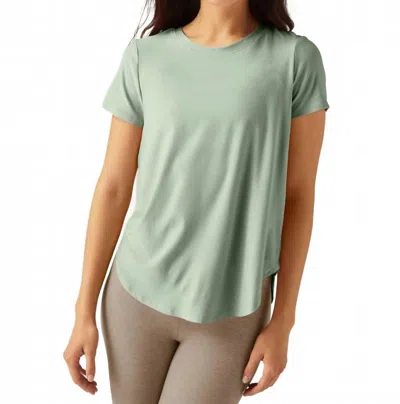 Beyond Yoga Featherweight On The Down Low Tee In Minty Slate Heather In Green
