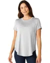 Beyond Yoga Featherweight On The Down Low Tee Womens Silver Crew Neck Ddr603 In Silver