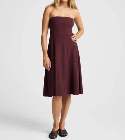 Beyond Yoga Featherweight Space Dye Strapless Dress In Midnight Burgundy In Multi