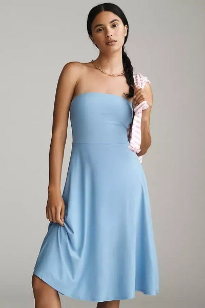Beyond Yoga Featherweight Strapless Midi Dress In Blue