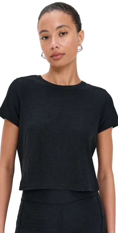 Beyond Yoga Featherweight Supreme Cropped Tee Darkest Night In Black