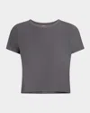 Beyond Yoga Featherweight Supreme Crop T-shirt In True Gray Heather