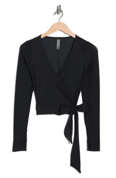 Beyond Yoga Featherweight Waist No Time Wrap Top In Black