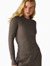 Beyond Yoga Featherweight Your Fit Long Sleeve Top In Brown