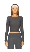 Beyond Yoga Featherweight Your Fit Long Sleeve Top In Grey