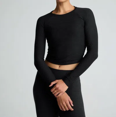 Beyond Yoga Featherweight Your Fit Long Sleeve Top In Darkest Night In Black