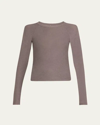 Beyond Yoga Featherweight Your Fit Long-sleeve Top In Soft Umber Heather