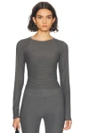 Beyond Yoga Featherweight Your Fit Long Sleeve Top In True Gray Heather