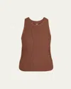 Beyond Yoga Featherweight Your Fit Shirred Tank Top In Bold Mocha Heather