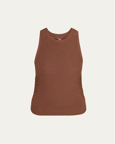 Beyond Yoga Featherweight Your Fit Shirred Tank Top In Bold Mocha Heather