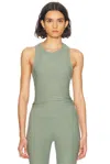 Beyond Yoga Featherweight Your Fit Shirred Tank Top In Grey Sage Heather