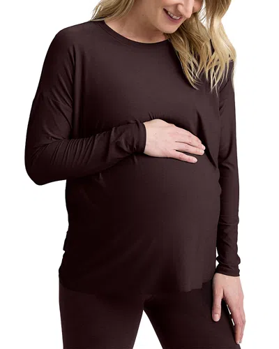 Beyond Yoga Feels Like Home Long Sleeve Maternity Top In Brown