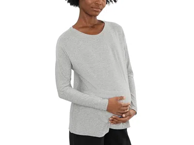 Beyond Yoga Feels Like Home Long Sleeve Maternity Top Women's Workout Silver Mist: Lg In Gray