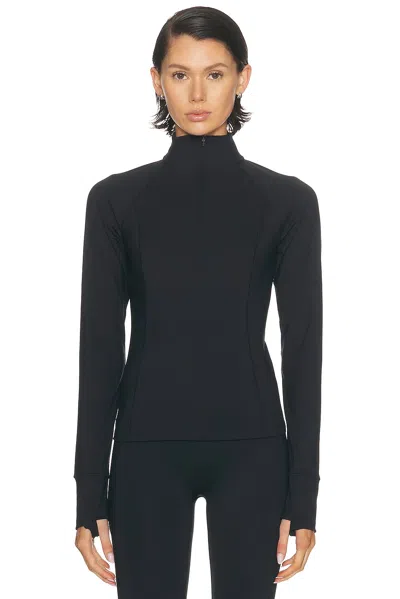 Beyond Yoga Fleeceback Quarter Zip Pullover Top In Black