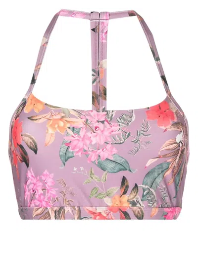 Beyond Yoga Floral-print Halterneck Bralette In Pink