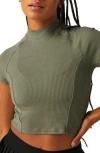 Beyond Yoga Formation Ribbed Crop T-shirt In Green