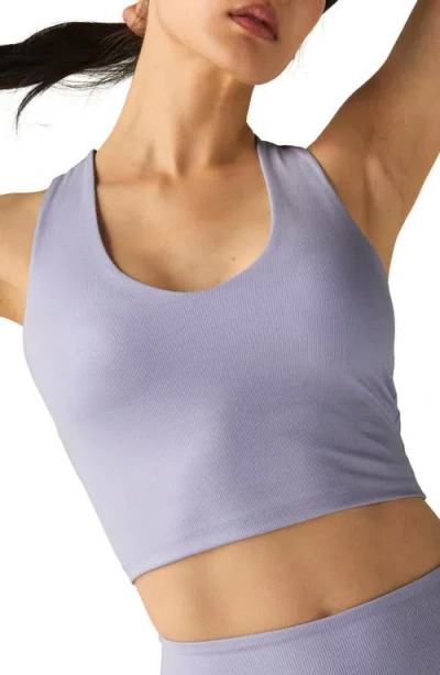 Beyond Yoga Glow On Rib Crop Tank In Blue Frost