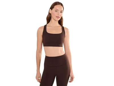 Beyond Yoga Glowzone Medium Impact Scoop Neck Bra Women's Bra Cocoa Plum: Md, Elastane/nylon In Brown