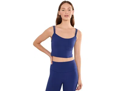 Beyond Yoga Glowzone Strappy Cropped Tank Top Women's Clothing Deep Ocean: Sm, Elastane/nylon In Blue