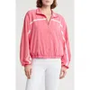 Beyond Yoga Go Retro Track Jacket In Pink Horizon/true Wh