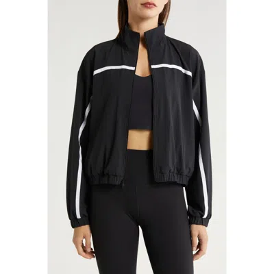 Beyond Yoga Go Retro Track Jacket In Black