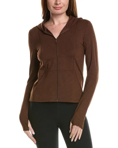 Beyond Yoga Heather Rib Morning Jog Hoodie In Brown